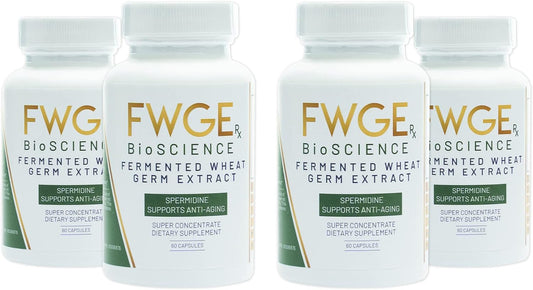 240 Capsules of FWGE Rx BioSCIENCE Spermidine for Longevity and Cellular Health - Fermented Wheat Germ Extract, Autophagy Inducer, Non-GMO, Gluten-Free, Sugar-Free, Vegan, Antioxidant