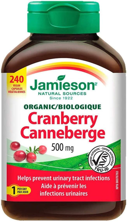 240 Vegan Capsules of Jamieson Cranberry Supplement - 500mg