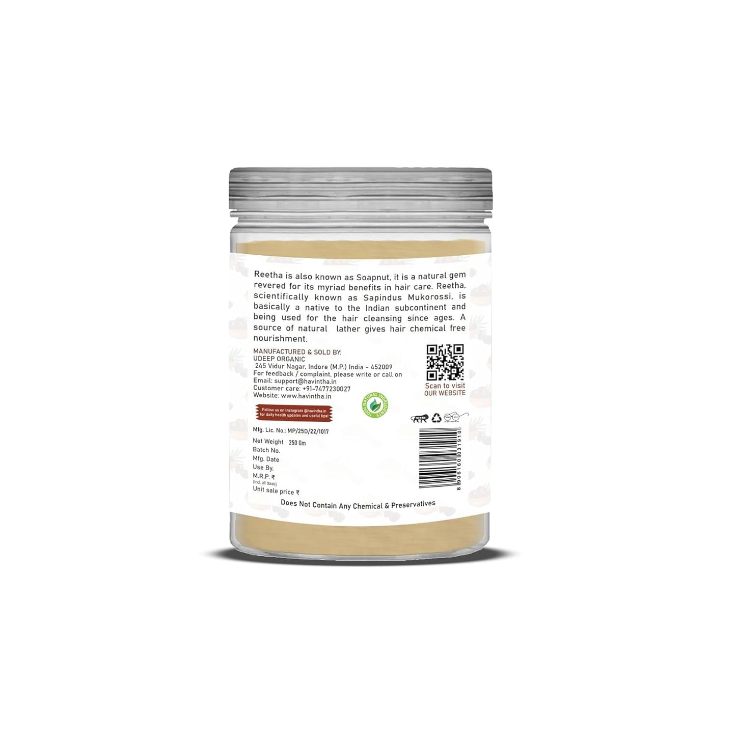250g Herbal Reetha Powder for Natural Hair Cleansing and Dandruff-Free, Shiny Hair