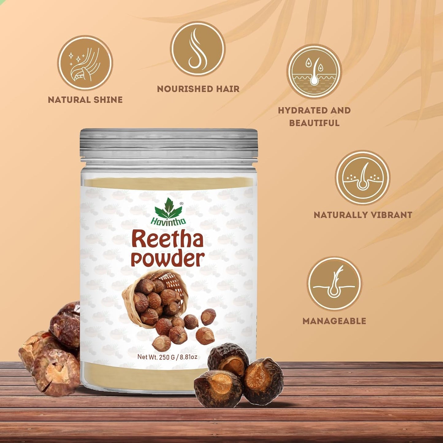250g Herbal Reetha Powder for Natural Hair Cleansing and Dandruff-Free, Shiny Hair