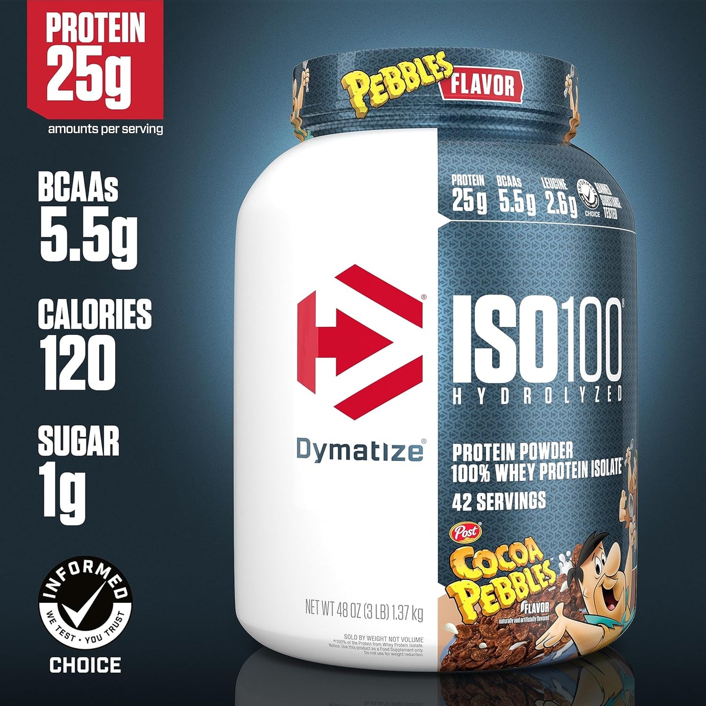 25g Protein, 5.5g BCAAs, Dunkin' Glazed Donut Flavor ISO100 Whey Isolate Powder