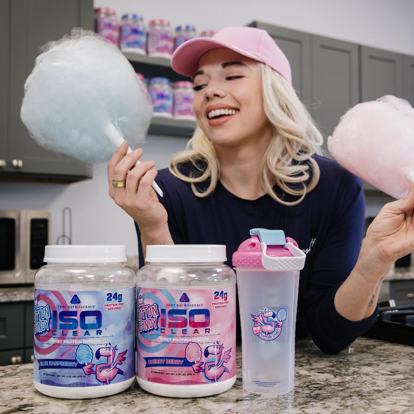 25g Whey Protein Isolate with Complete Amino Acid Profile - Core Nutritionals ISO Clear, 2lb Fun Sweets Blue Raspberry Flavor