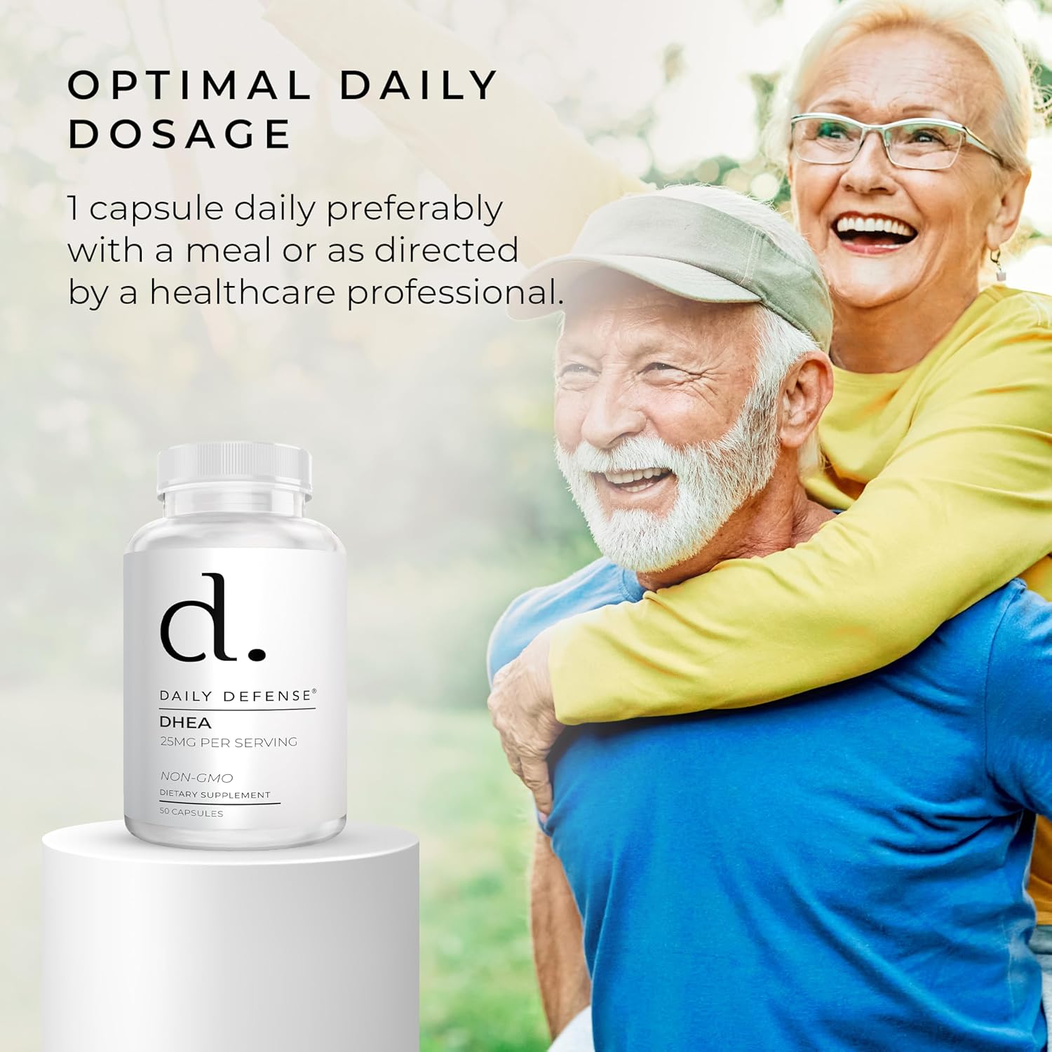 25mg DHEA Supplement for Energy & Mood - Pure Daily Defense for Men & Women - 50 Capsules of Vitality Boosting Vitamins