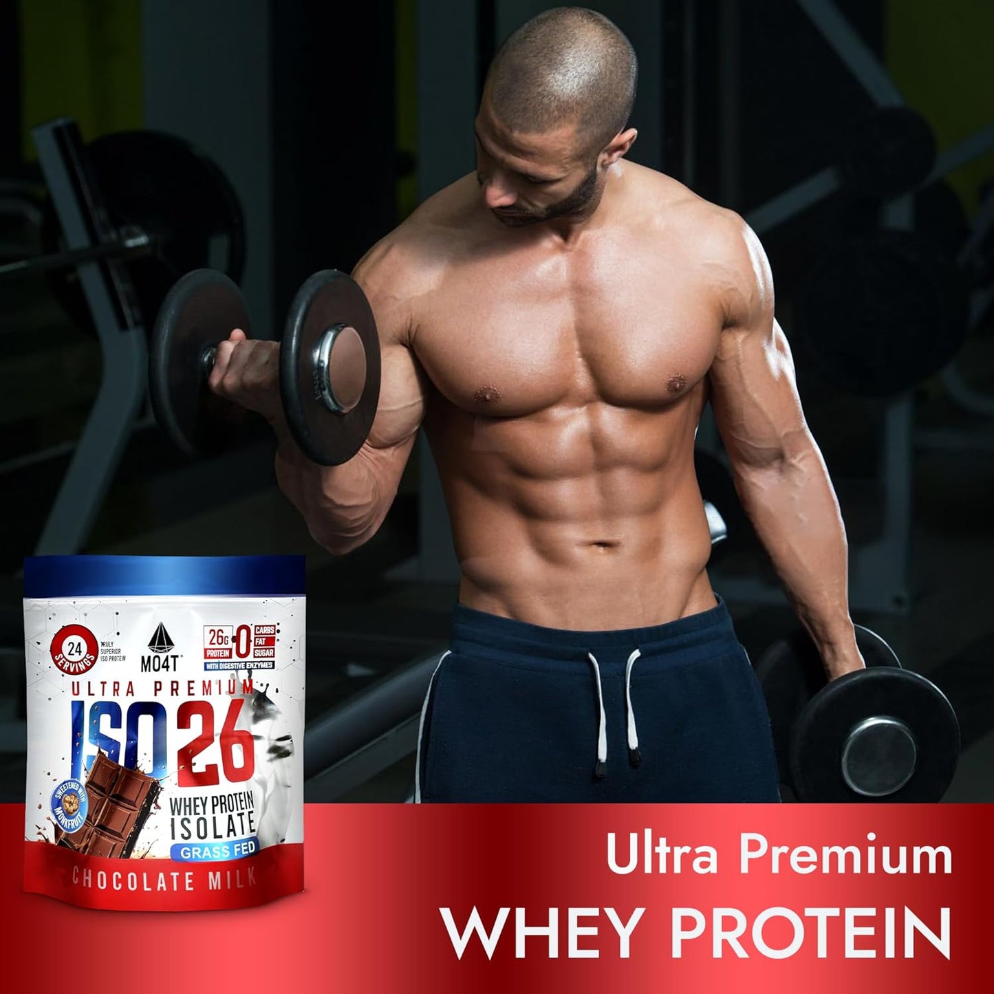 26g Grass Fed Whey Protein Isolate, Monk Fruit Sweetened, No Carbs/Fat/Sugar - Milk Chocolate, 1.6 lbs