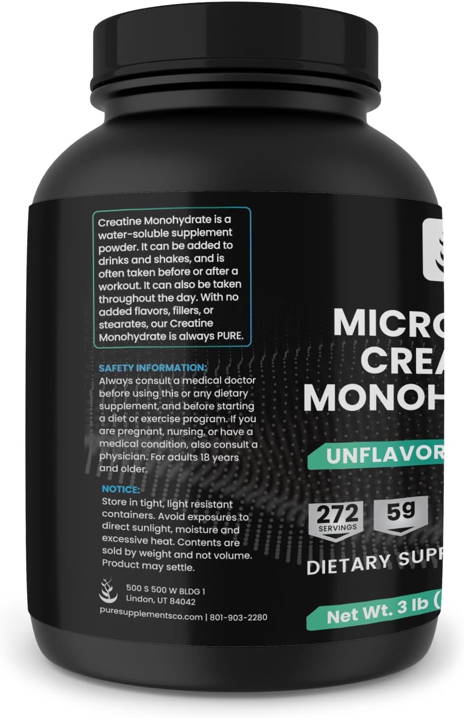 270 Servings of Micronized Creatine Monohydrate with Pure Original Ingredients, No Fillers, Unflavored