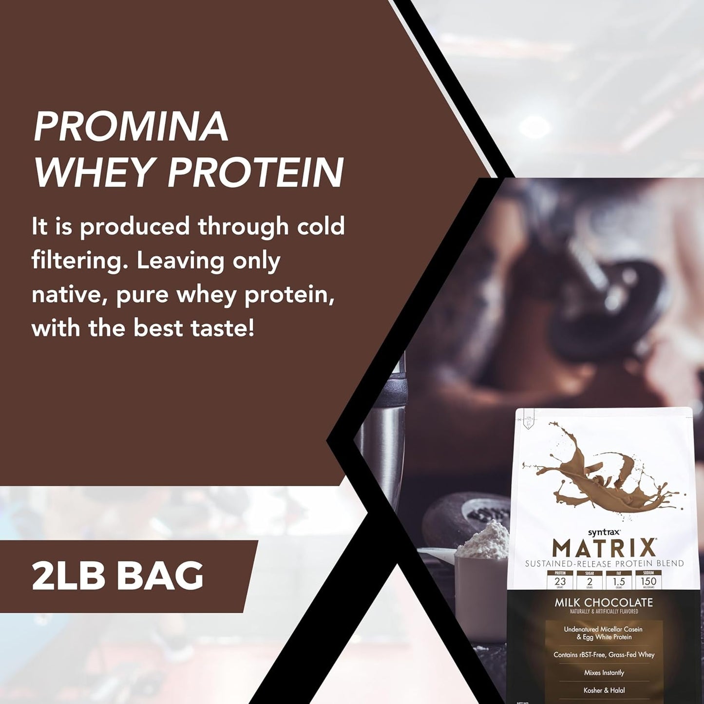 2lb Syntrax Matrix Milk Chocolate Whey Casein Blend Protein Powder Bundle - Instant Mix High Protein Powder with Kosher & Halal Certification + Worldwide Nutrition Keychain