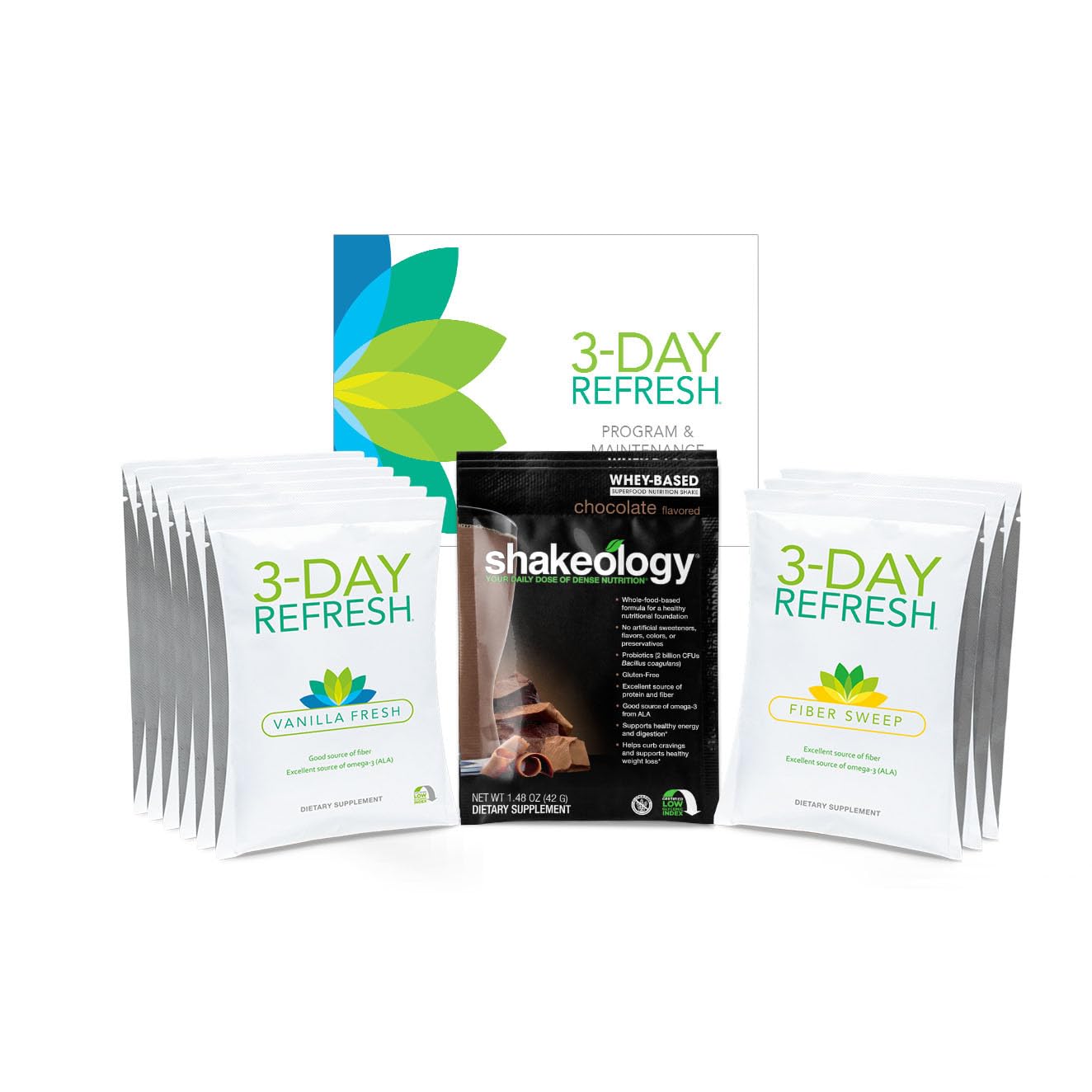 3-Day Refresh Complete Kit: Shakeology, Vanilla Fresh Protein Shake, Fiber Sweep, Clean Eating Guide, Lose Weight, Boost Energy, Detox Body