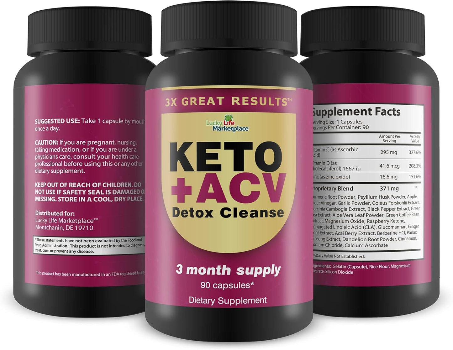 3 Month Supply Keto + ACV Detox Cleanse for Body & Colon - Advanced Formula with Fiber for Digestion & Immune Health - Achieve Great Results