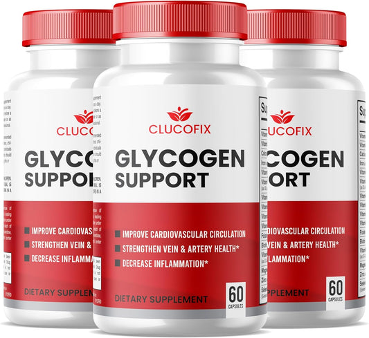 3 Pack GlucoFix Glycogen Support Capsules - Health & Wellness Multivitamin Supplements - Glyco Advanced Formula Support