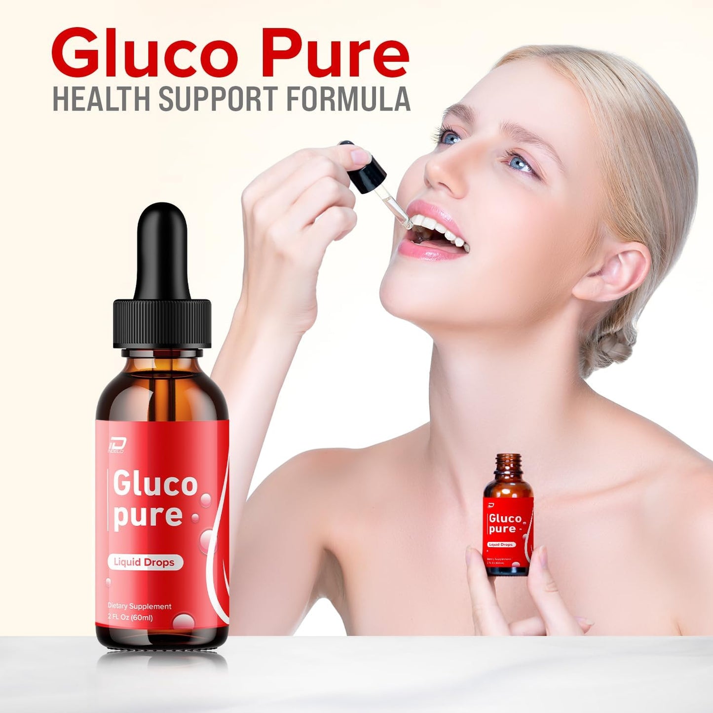 3-Pack GlucoPure Liquid Drops - Extra Strength Gluco Formula - Healthy Dietary Supplement Drops - 3 Month Supply