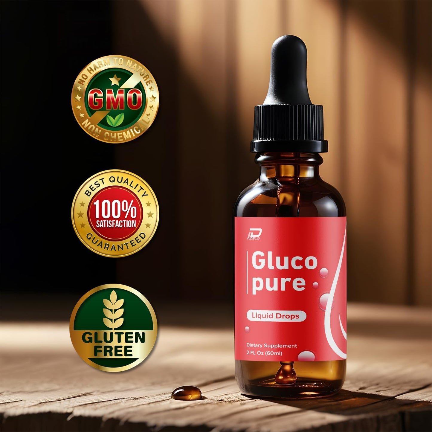 3-Pack GlucoPure Liquid Drops - Extra Strength Gluco Formula - Healthy Dietary Supplement Drops - 3 Month Supply