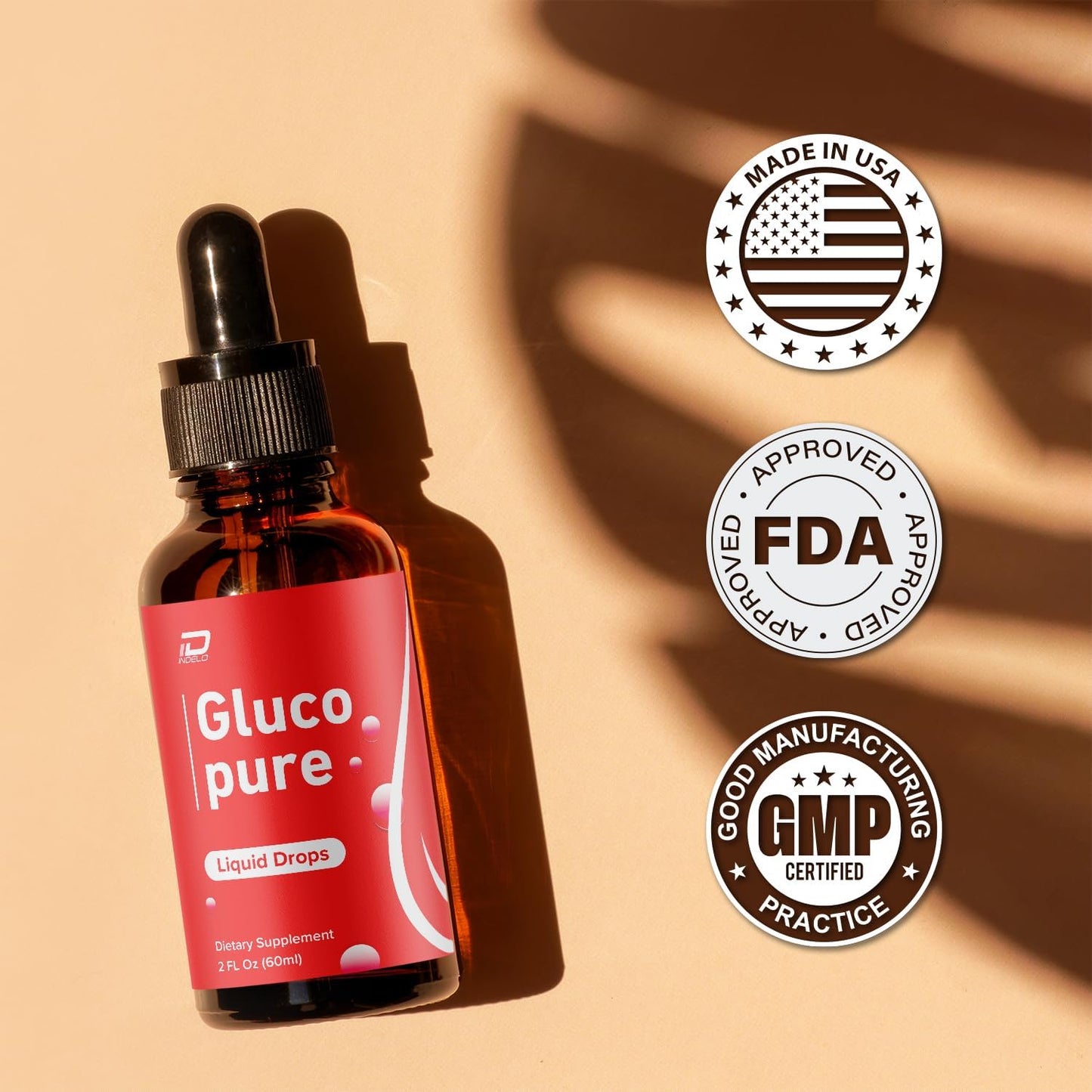3-Pack GlucoPure Liquid Drops - Extra Strength Gluco Formula - Healthy Dietary Supplement Drops - 3 Month Supply