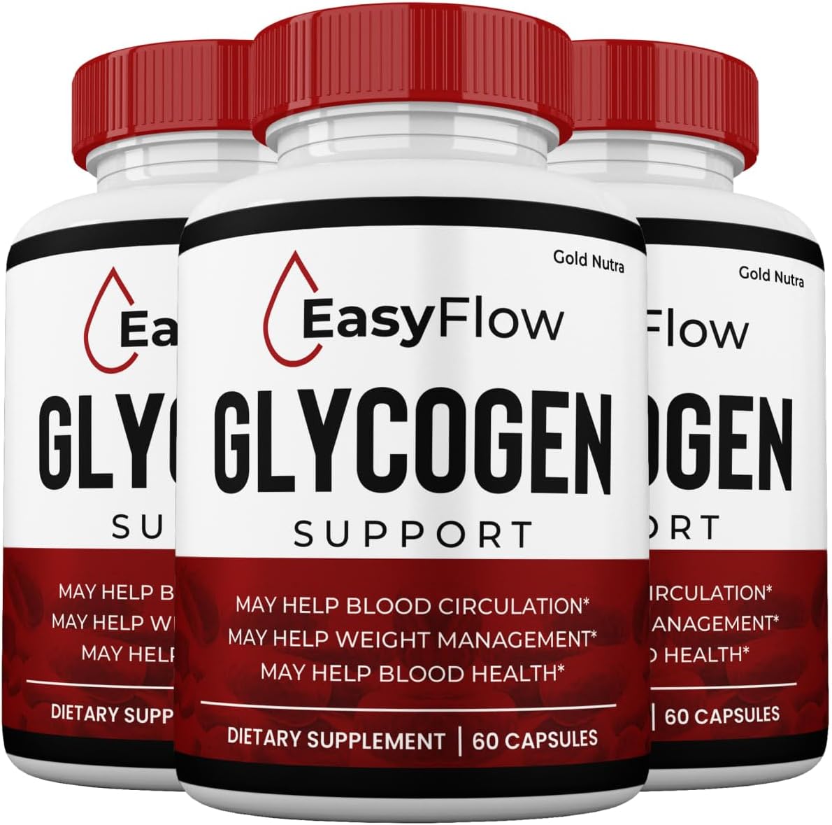 3 Pack Gold Nutra EasyFlow Blood Support Capsules with Easy Flow Glyco Pills and Glyco Optimizer Capsules - Glycogen Supplement for 3 Months