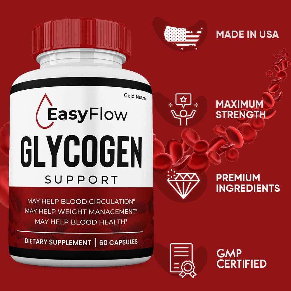 3 Pack Gold Nutra EasyFlow Blood Support Capsules with Easy Flow Glyco Pills and Glyco Optimizer Capsules - Glycogen Supplement for 3 Months