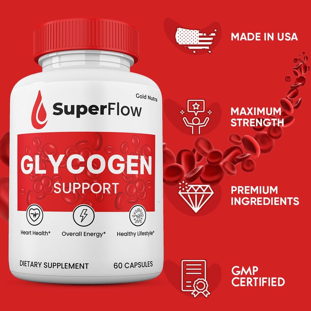 3-Pack Gold Nutra SuperFlow Blood Support Capsules - Natural Glycogen Pills for Improved Blood Flow - 3-Month Supply