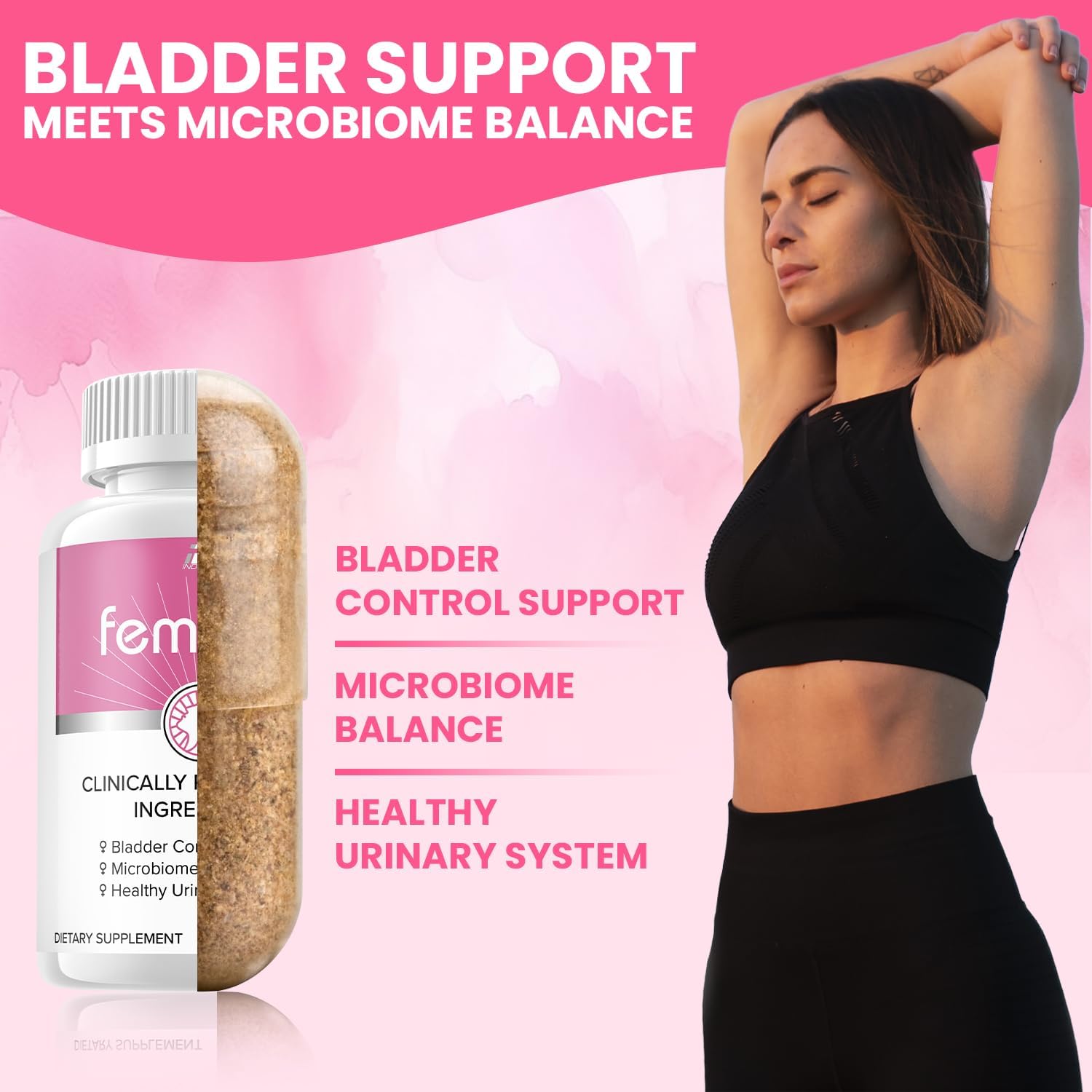 3 Pack Indelo FemiPro Bladder Support Supplement - 24 Hour Urinary Control with Microbiome Probiotic Pills for Bladder Health - Femie Pro Reviews