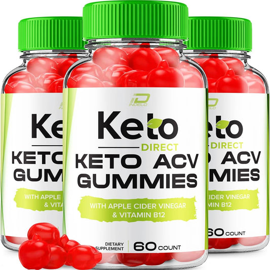 3-Pack Keto Direct ACV Gummies with Vitamin B12 - 1000MG Apple Cider Vinegar Gummies for Keto Diet Support