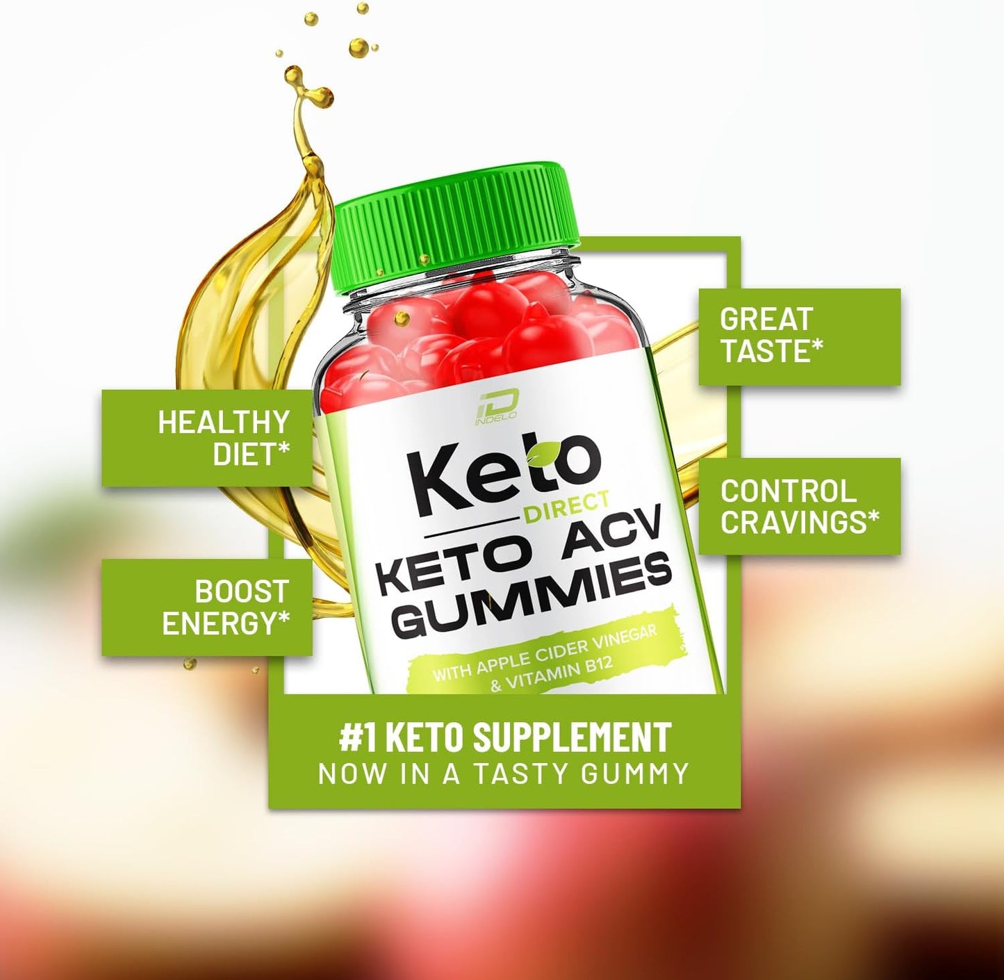 3-Pack Keto Direct ACV Gummies with Vitamin B12 - 1000MG Apple Cider Vinegar Gummies for Keto Diet Support