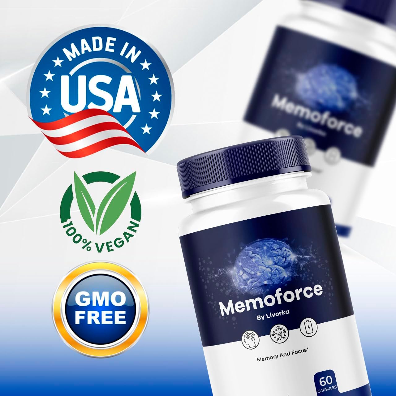 3 Pack LIVORKA Memoforce Brain Supplement Capsules - 180 Pills for 3 Months, Reviews & Benefits Included