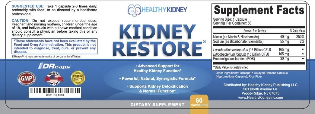 3 Pack Natural Kidney Cleanse & Detox with Sodium Bicarbonate Capsules - Supports Normal Kidney Function & Health, 60 Capsules