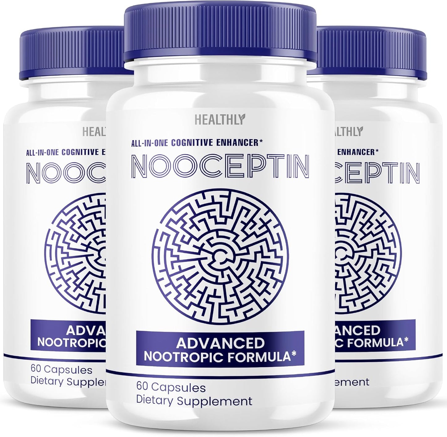 (3 Pack) Nooceptin Advanced Formula Nootropic Brain Supplement - 180 Capsules - Cognitive Support for Kids and Adults - Memory and Focus Enhancement