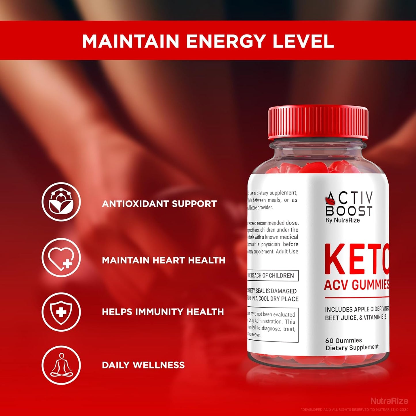 3-Pack NutraRize Activ Boost Keto ACV Gummies - Advanced Slimming Formula Supplement with Maximum Strength - 180 Gomitas Reviews