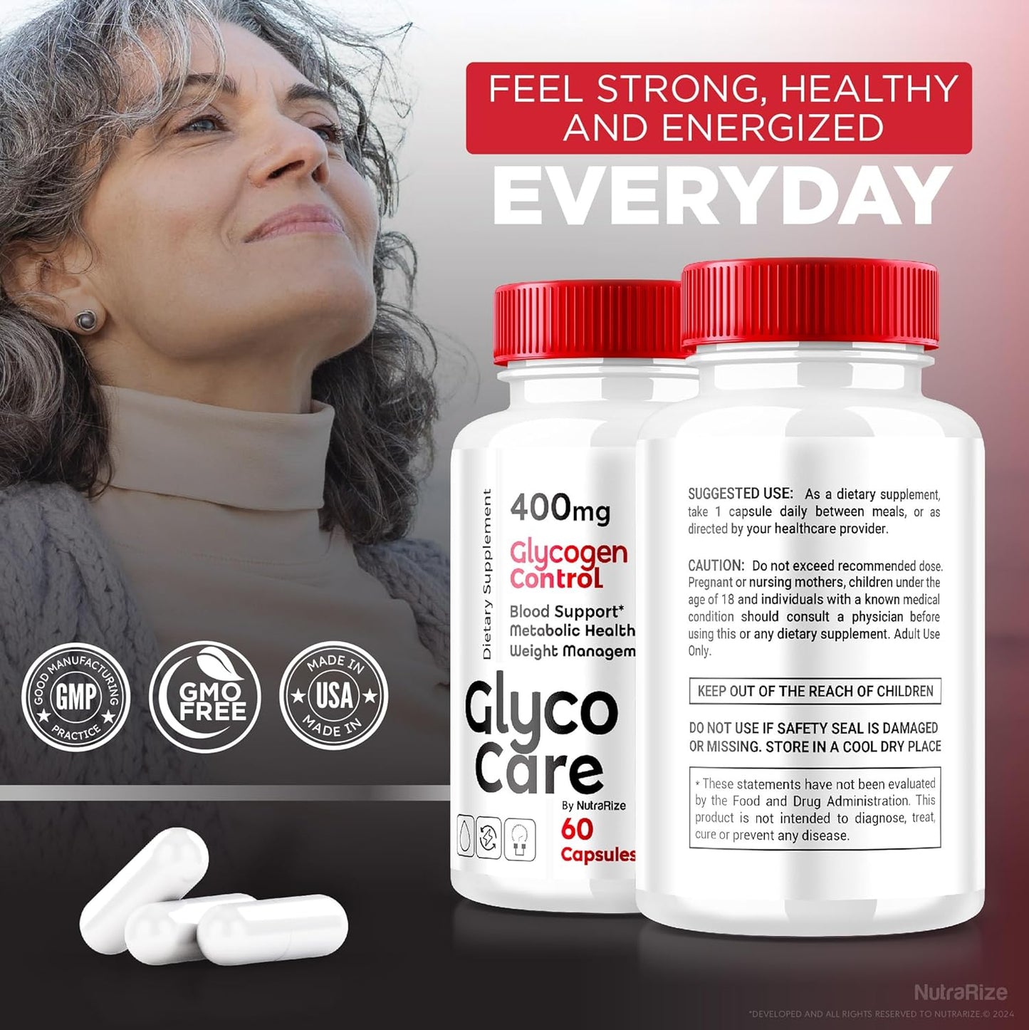 3 Pack NutraRize Glyco Care Capsules - Advanced Blood Support Supplement for Overall Wellness - All Natural Formula with Maximum Strength - 180 Capsules
