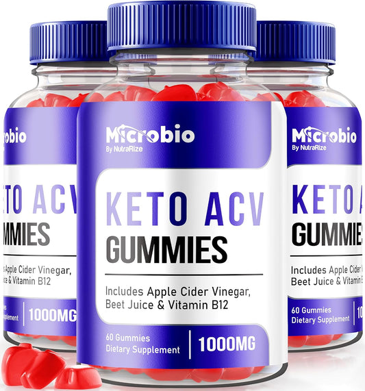 3-Pack NutraRize MicroBio Keto ACV Gummies: Official Keto + ACV Supplement, All-Natural Micro Bio Apple Cider Vinegar - 180 Gummies