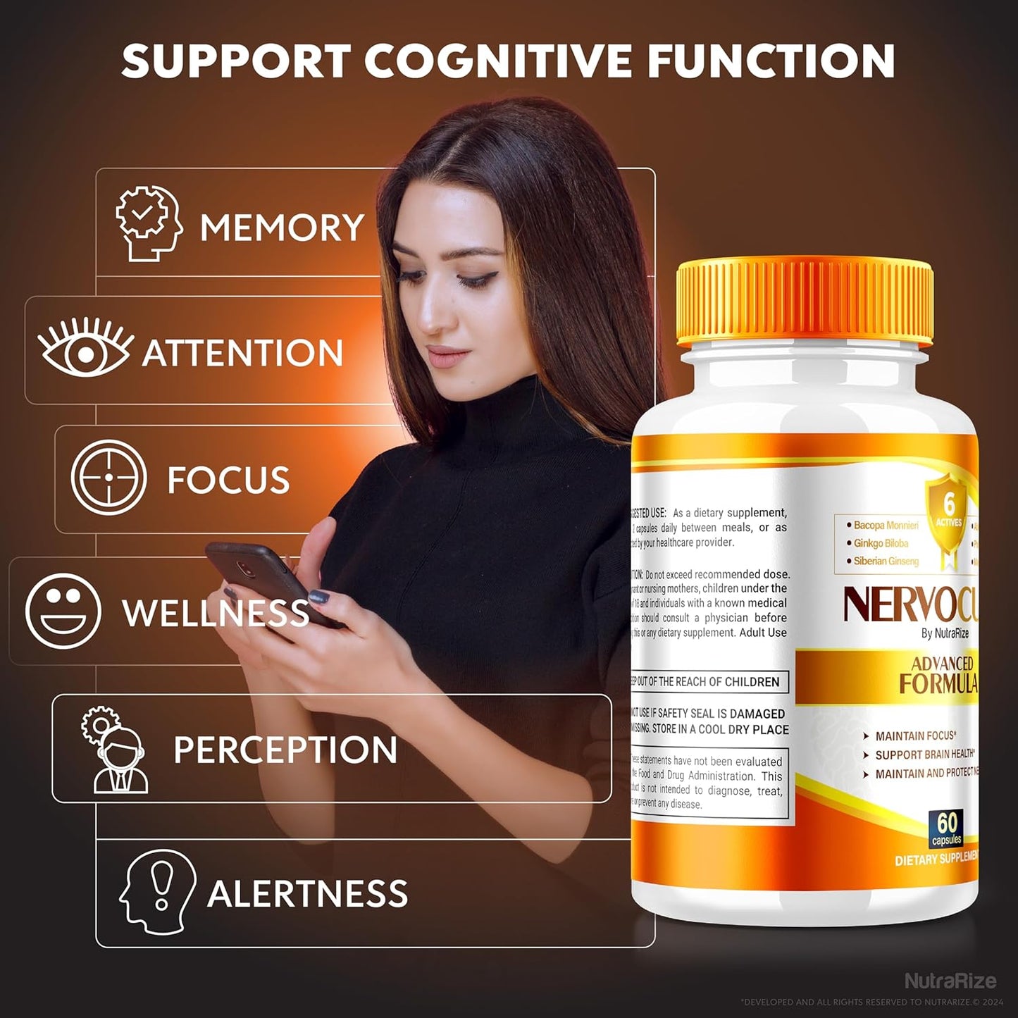 3 Pack NutraRize NervoCure Capsules - All Natural Cognitive Health Supplement - Maximum Strength Brain-Boosting Pills for Holistic Wellness - 180 Capsules
