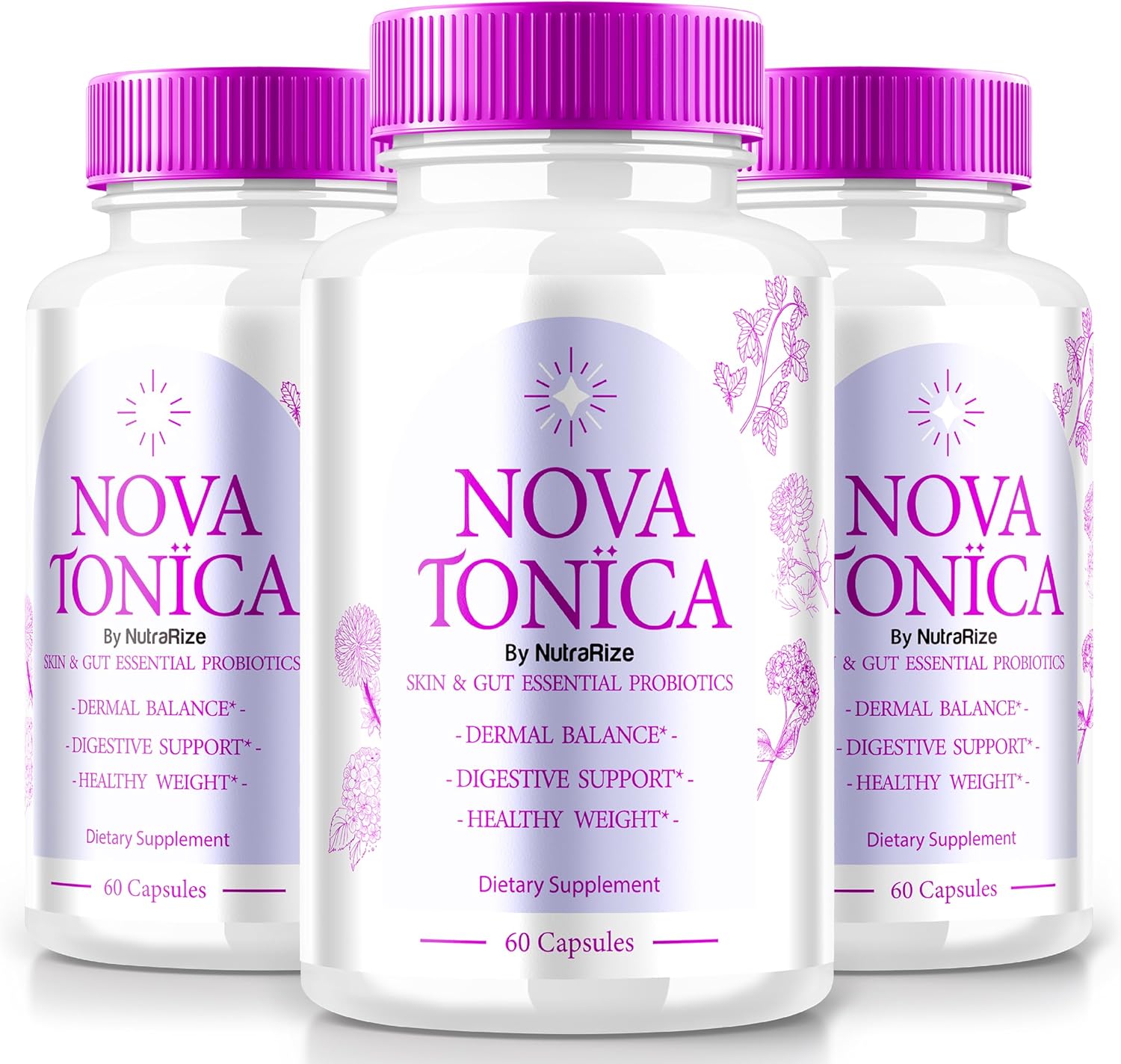 3 Pack NutraRize NovaTonica Capsules for Healthy Glowing Skin - Extra Strong Skin-Hydrating Vitamin Supplement (180 Capsules)