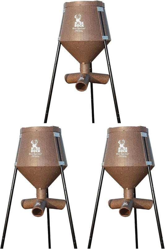 3 Pack of Boss Buck 200 lb Capacity Gravity Fed Tripod Feeder for Deer and Wildlife Attraction