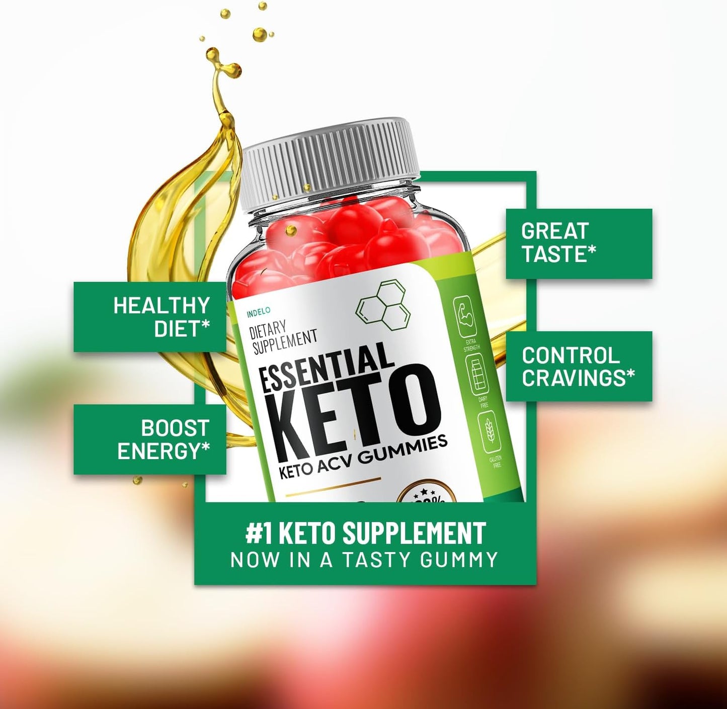 3 Pack of Indelo Essential Keto ACV Gummies - Advanced Formula for Weight Management with Apple Cider Vinegar, B12, B6 - 180 Gummies
