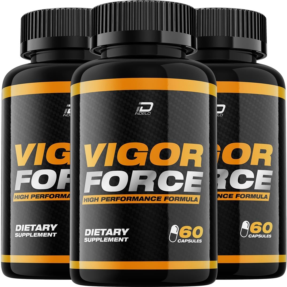 3 Pack of Indelo Vigor Force for Men Capsules - Advanced Formula Dietary Supplement with All Natural Support Formula - 180 Capsules