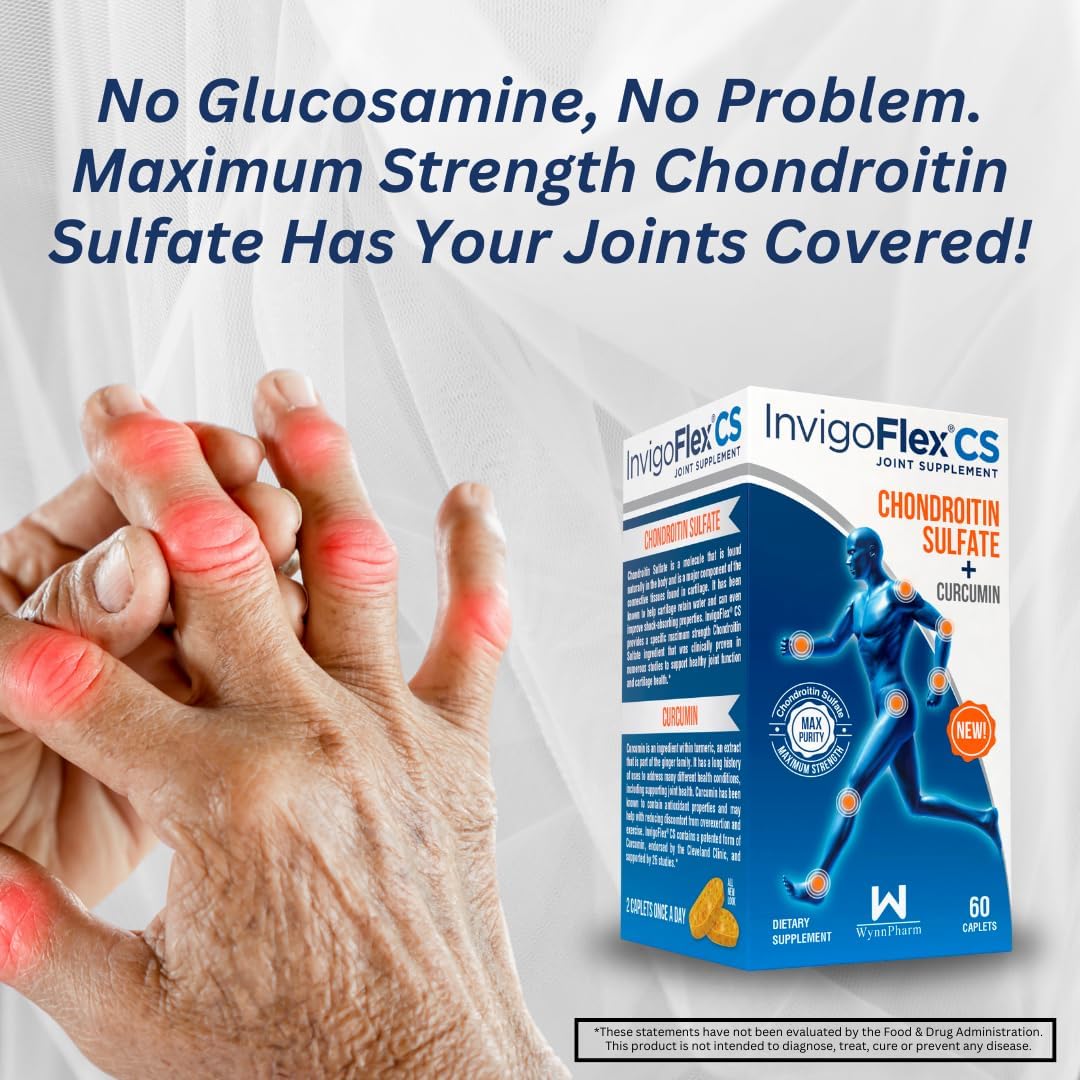 3 Pack of INVIGOFLEX Premium Joint Supplement with Chondroitin Sulfate, Turmeric Curcumin for Knee, Hand, Back & Hip - Non GMO