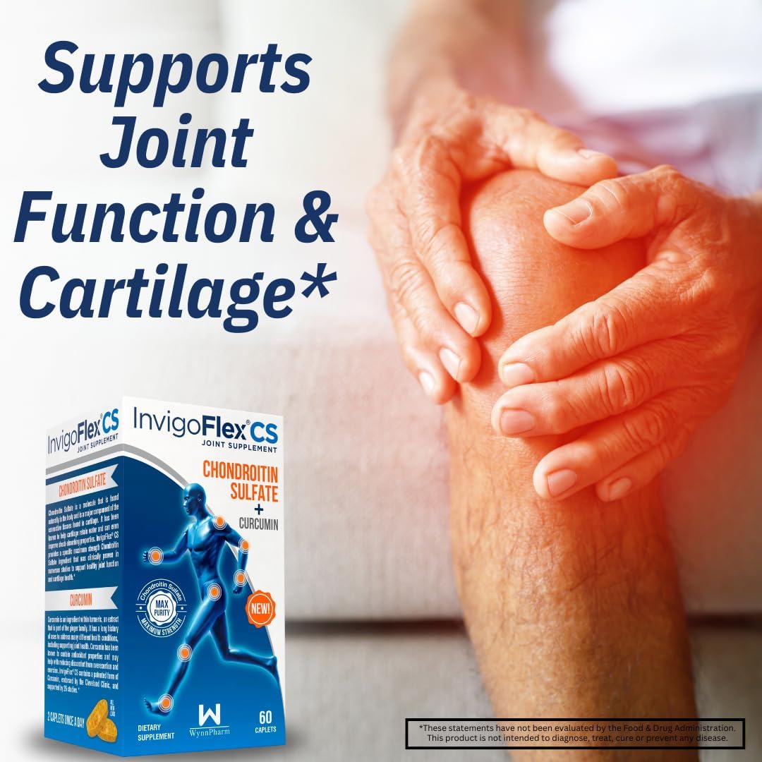 3 Pack of INVIGOFLEX Premium Joint Supplement with Chondroitin Sulfate, Turmeric Curcumin for Knee, Hand, Back & Hip - Non GMO