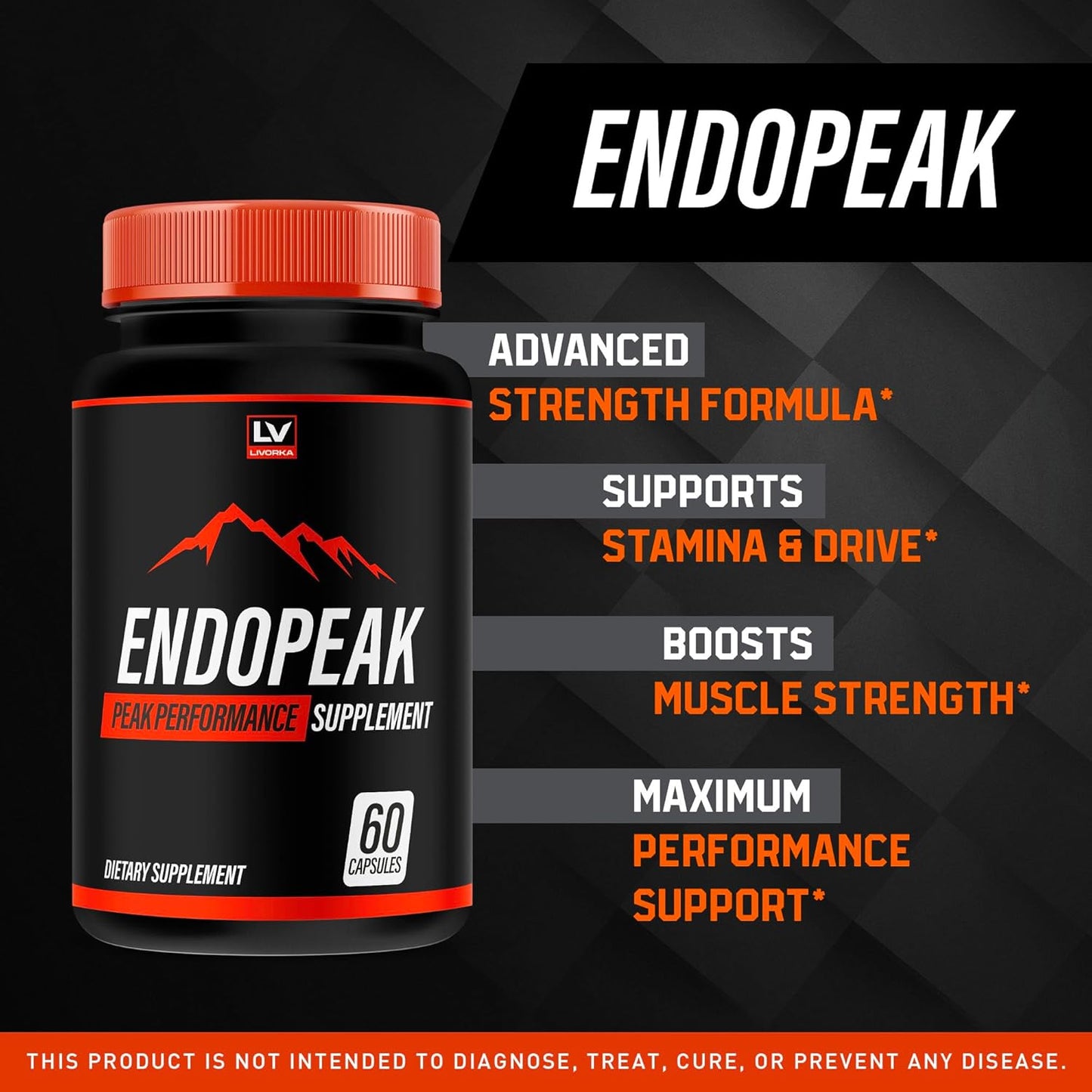 3 Pack of LIVORKA Endopeak Male Performance Supplement - 180 Capsules for 3 Months, Endopeak Pills for Men with Positive Reviews