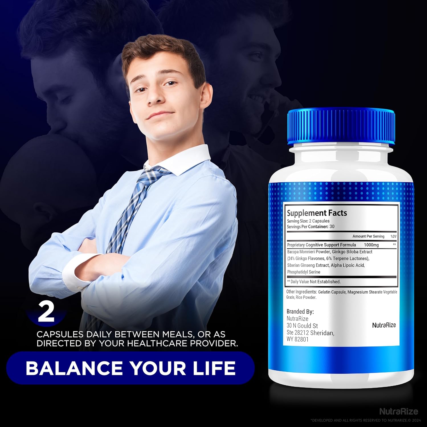 3 Pack of NutraRize NeuroXR Capsules - Premium Cognitive Health Supplement with All Natural Formula for Memory and Focus - 180 Capsules