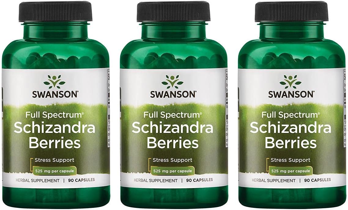 3 Pack Swanson Full Spectrum Schizandra Berries Capsules for Stress Support & Liver Health