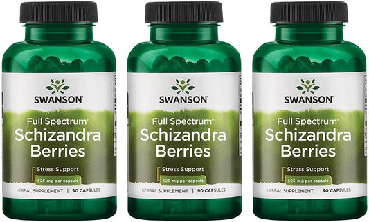 3 Pack Swanson Full Spectrum Schizandra Berries Capsules for Stress Support & Liver Health