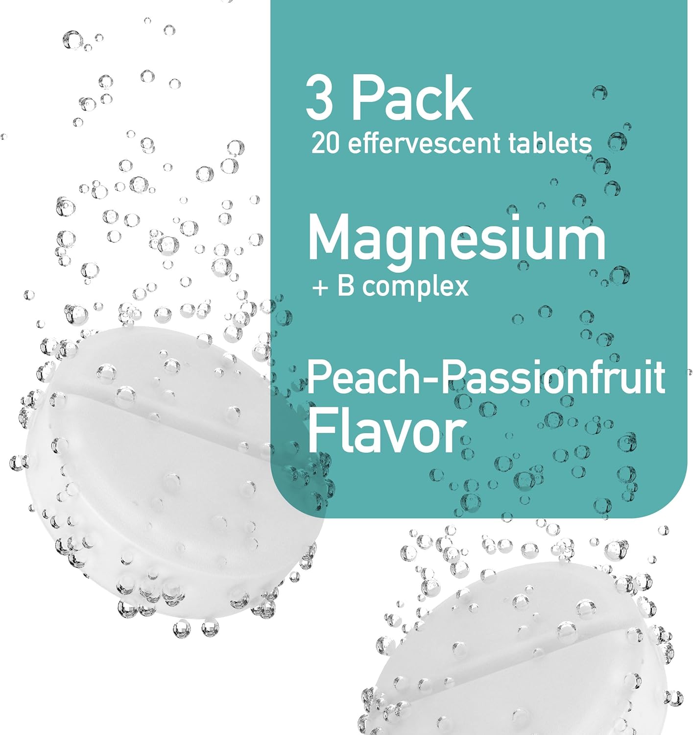 3-Pack Swiss Imports Effervescent Magnesium + B Complex Dietary Supplement with 60 Tablets