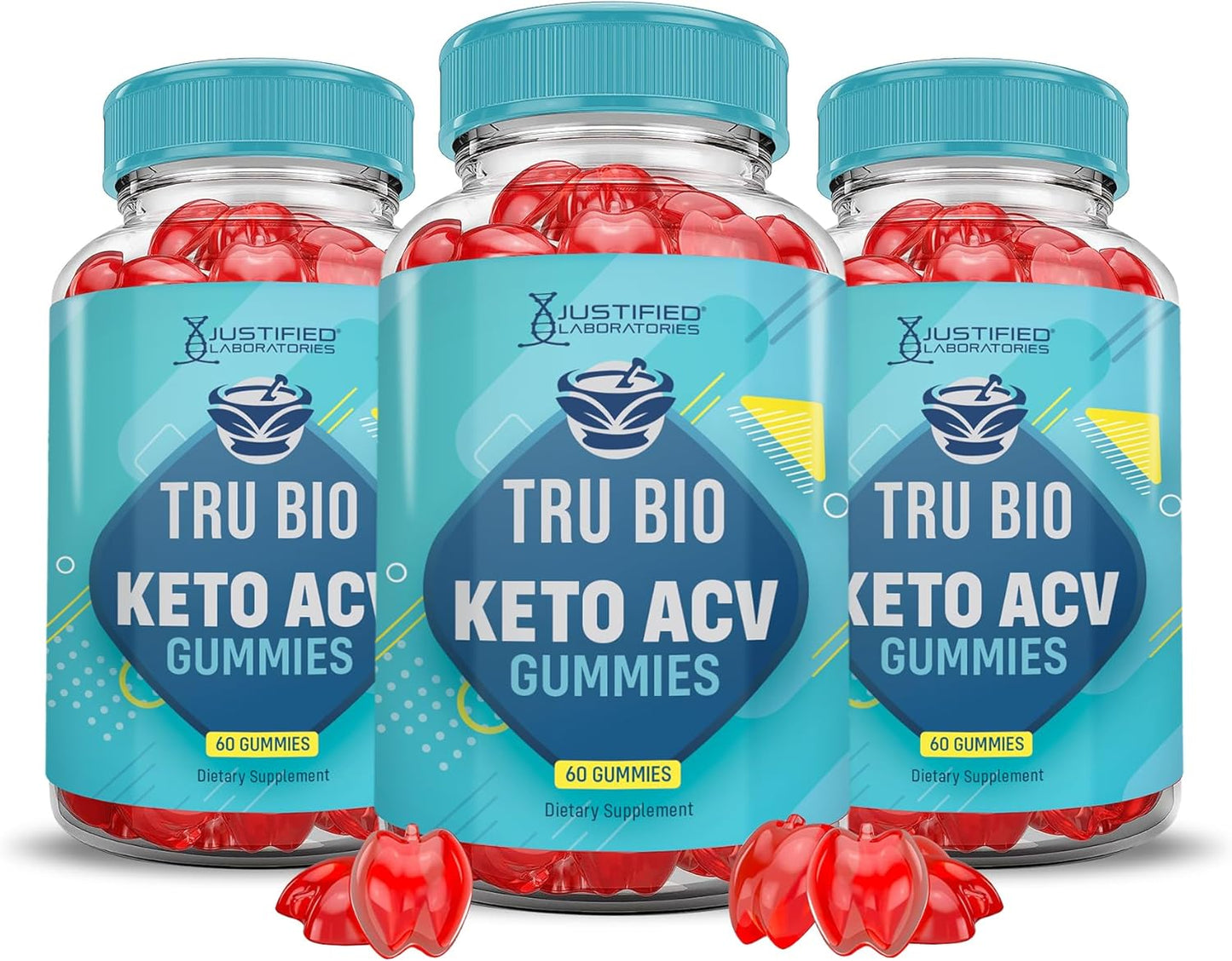 3-Pack Tru Bio Keto ACV Gummies (1000MG) with Pomegranate & Beet Juice Powder - Vegan & Non GMO - 180 Gummies