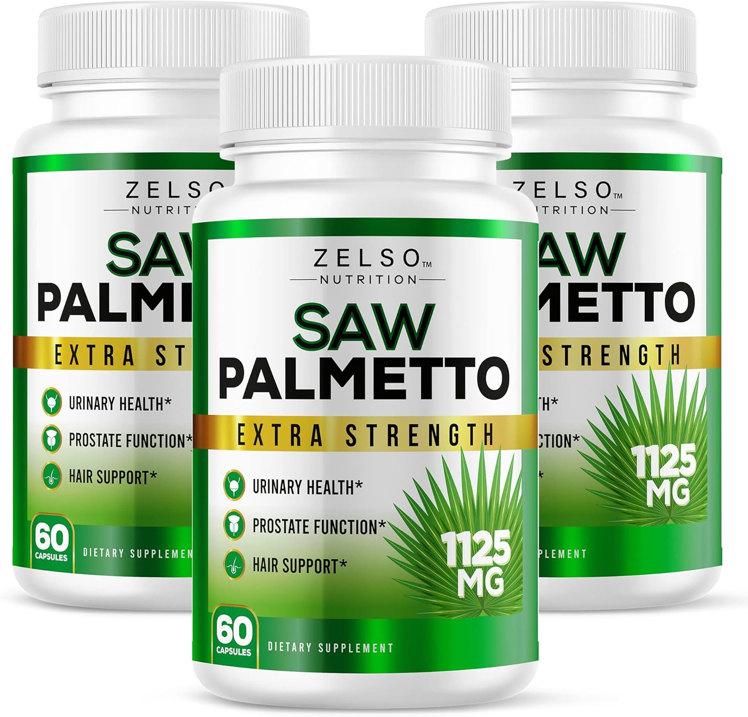 3 Pack ZELSO Saw Palmetto Prostate Supplement for Men - DHT Blocker Hair Growth, Beta Blocker, Urinary Health - Prostate Function Support - 3 Month Supply