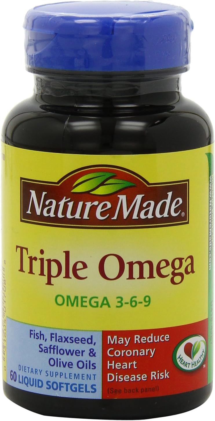 3 Packs of Nature Made Triple Omega 3-6-9 Softgels for Heart Health - 60 Count Omega Supplement