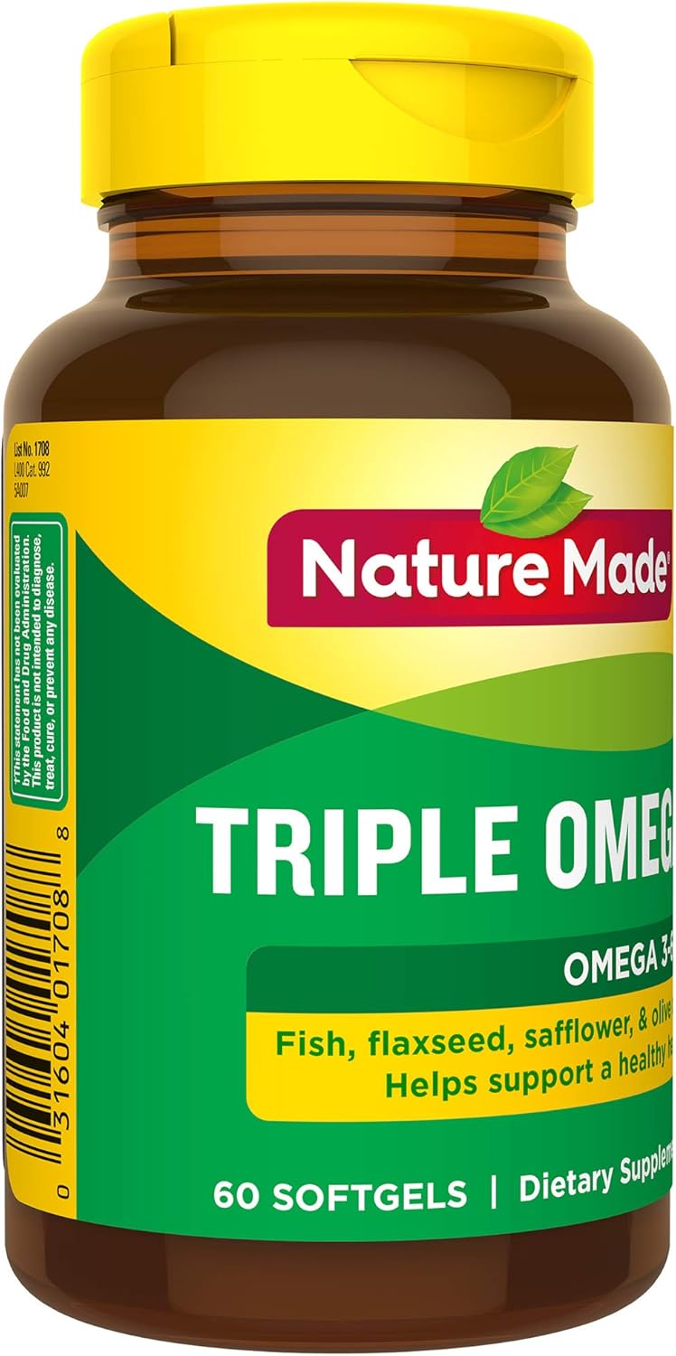 3 Packs of Nature Made Triple Omega 3-6-9 Softgels for Heart Health - 60 Count Omega Supplement