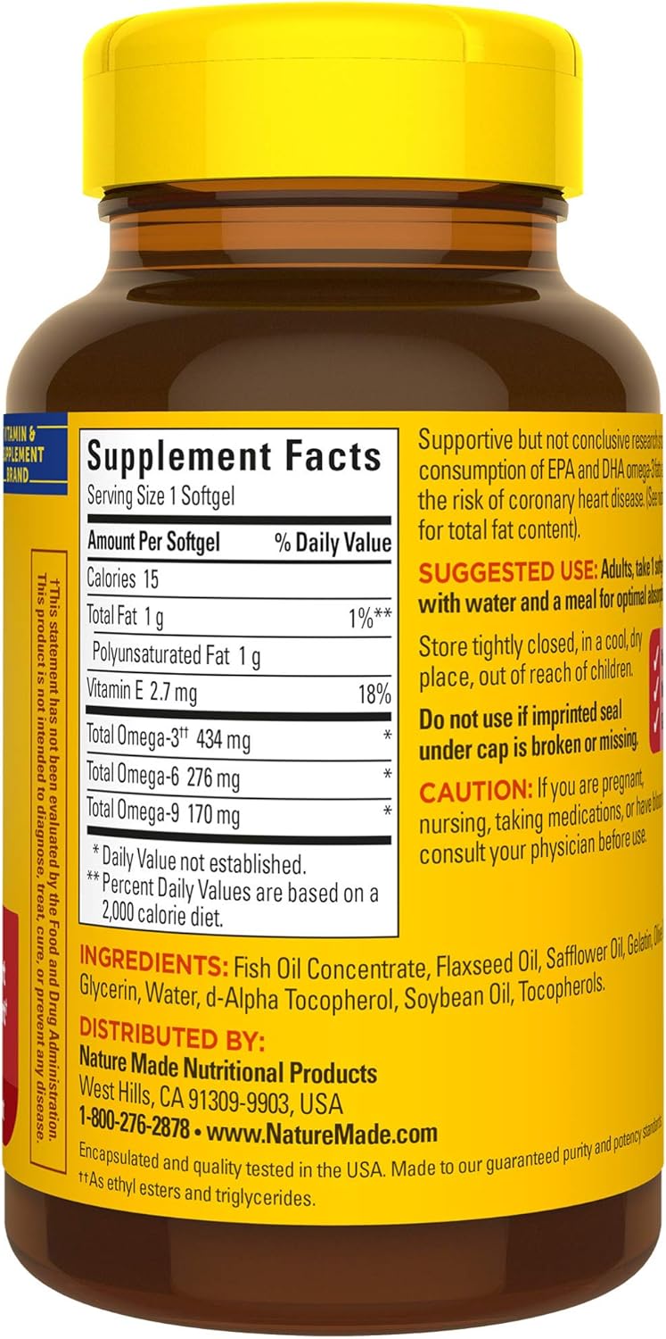 3 Packs of Nature Made Triple Omega 3-6-9 Softgels for Heart Health - 60 Count Omega Supplement