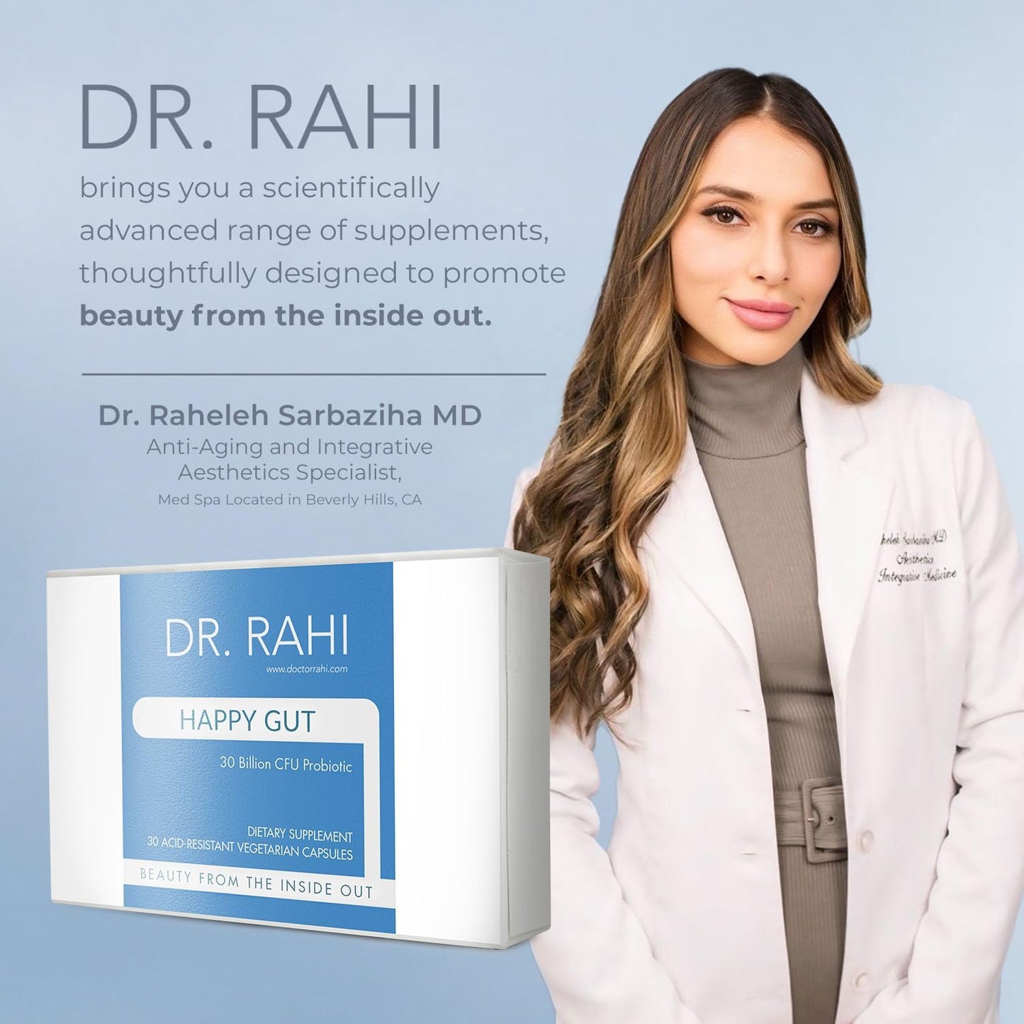 30 Billion CFU Probiotic Gut Support Supplement for Digestive Health - Dr. Rahi Probiotics Daily DF, 30 Acid Resistant Capsules, Gut Health for Men/Women, Promotes Gut Motility - Happy Gut