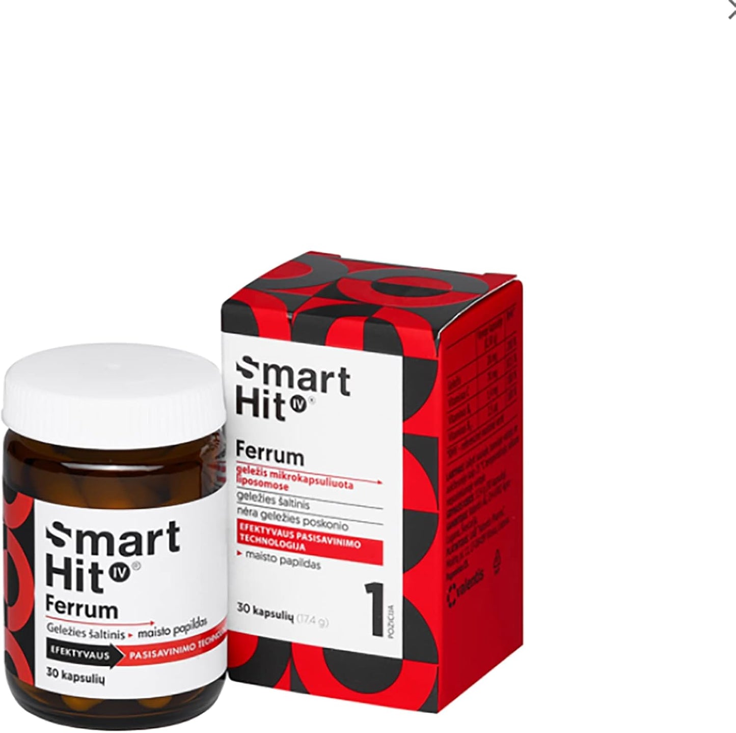 30 Capsules of Generic Smart HIT IV FERRUM Iron Supplement