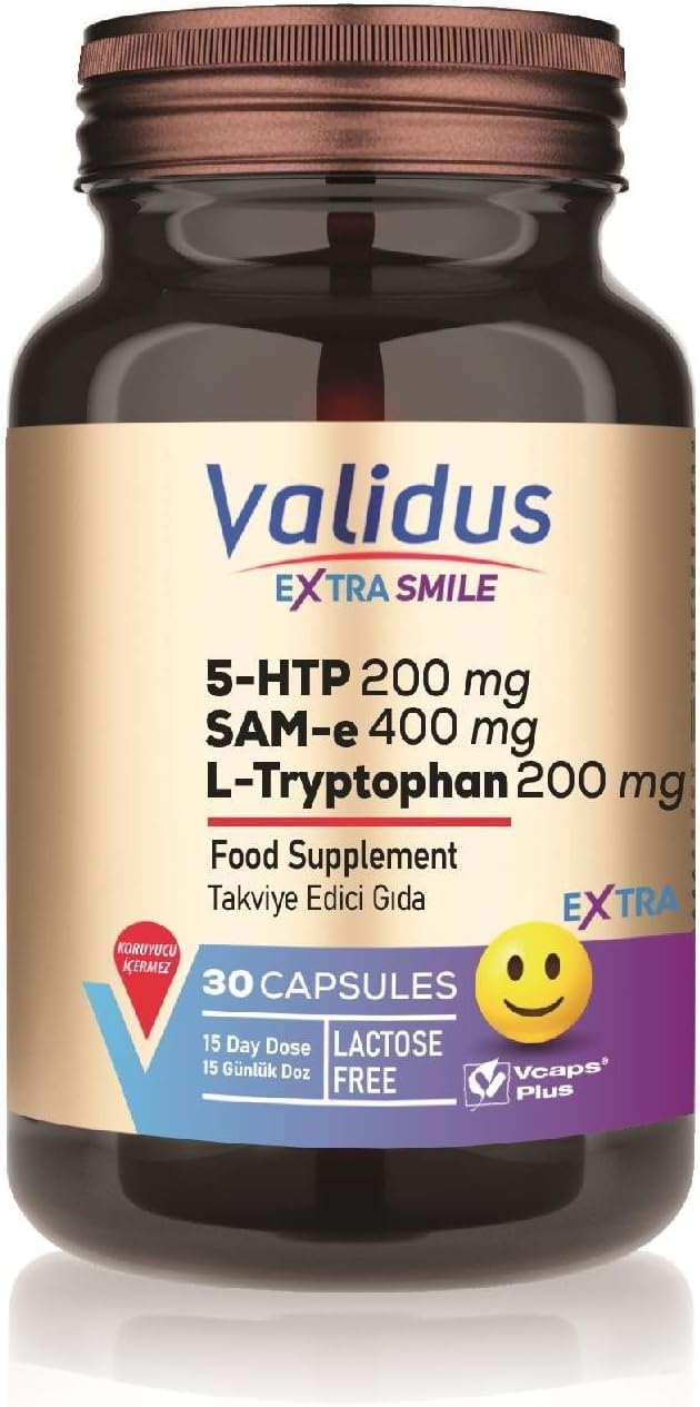 30 Capsules of VALIDUS Extra Smile Mood Support Supplement with 5-HTTP, L-Tryptophan, and Sam-e