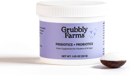 30-Day Supply of Grubbly Farms Prebiotics and Probiotics for Chickens