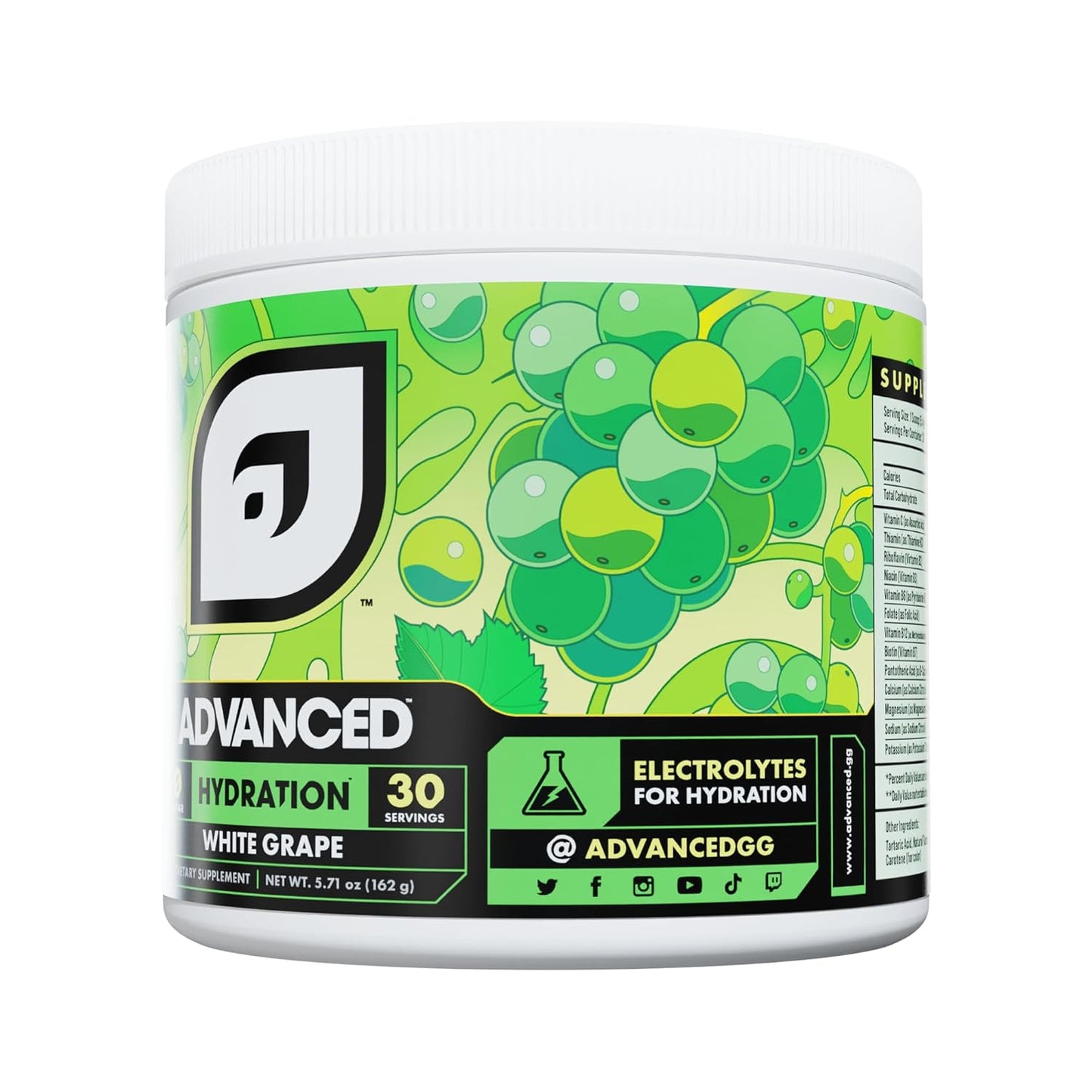 30-Serving White Grape Electrolyte Drink Mix with B Vitamins - Advanced Hydration Formula, Zero Calories, Sugar Free, Caffeine Free, Keto Friendly